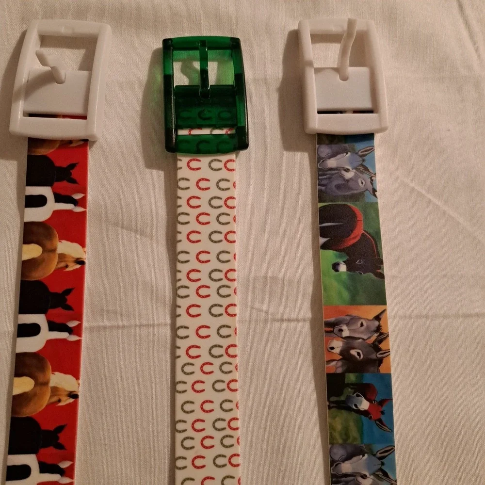 Novelty Belt Set 3 Plastic Buckle Horses and Horseshoe‎ Patterns
